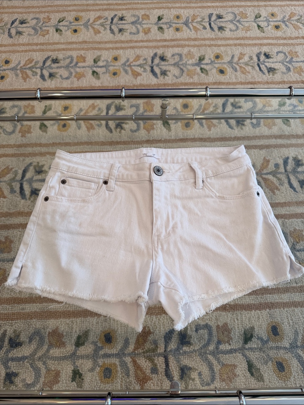STS Blue White Frayed Hem Denim Shorts